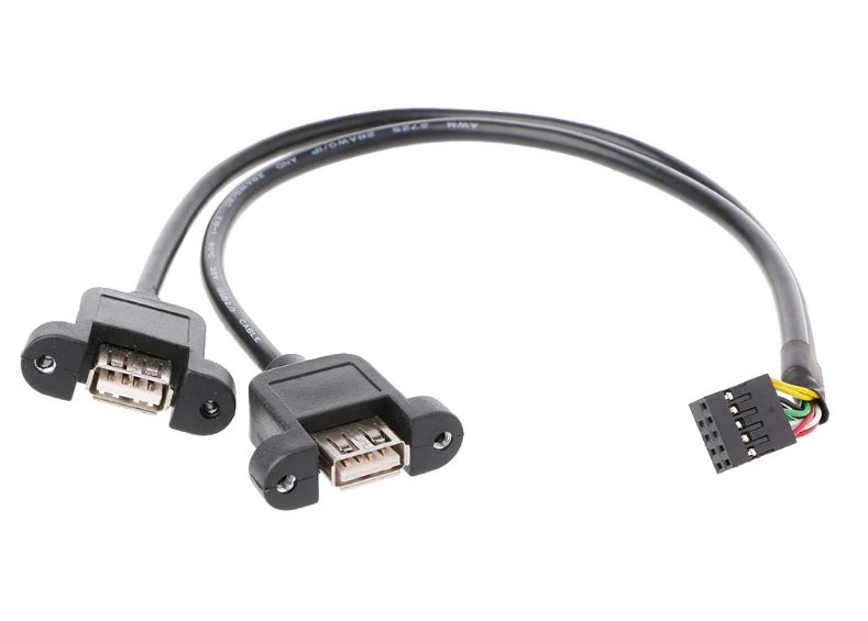 USB-A connector female inbouw duaal met connector